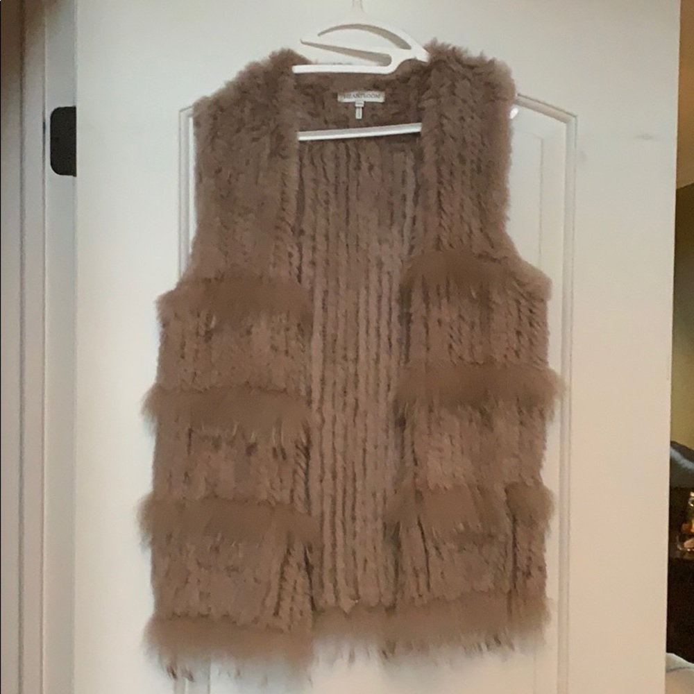 Mushroom colored real fur vest-Heartloom